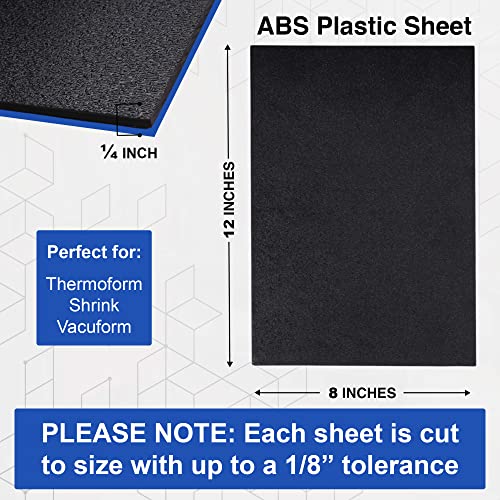Image of Duco ABS Plastic Sheet 1 /4 inch (6mm) Thick 8 inch x 12 inch - 4 Pack of USA-Made Textured & Matte ABS Black Sheet - Heat Moldable Plastic Panel for Home Decor, Crafts, Robotics, DIY Projects and Industrial