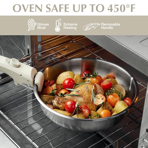 Image of KOCH SYSTEME CS Stainless Steel Pots and Pans Set, 7 Piece Stainless Steel Cookware Set with Detachable Handle, Kitchen Cookware Set with Removable Handle, Steel Pots and Pans Induction Compatible