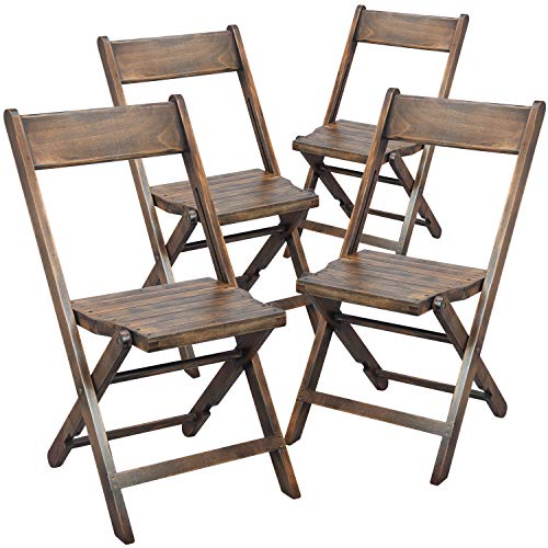 EMMA + OLIVER Natalie Wooden Folding Chair, Commercial Event Chair with Slatted Seat, Beechwood Frame, Open Back Design, No Assembly Required, Antique Black
