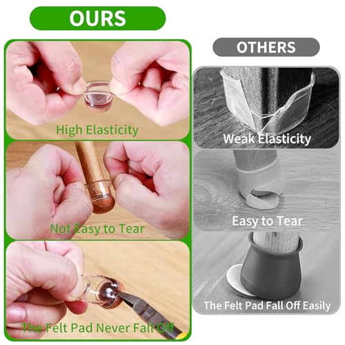 Image of 8PCS Round Clear Silicone Chair Leg Caps for Hardwood Floors(Fit:0.4-0.55 inch)