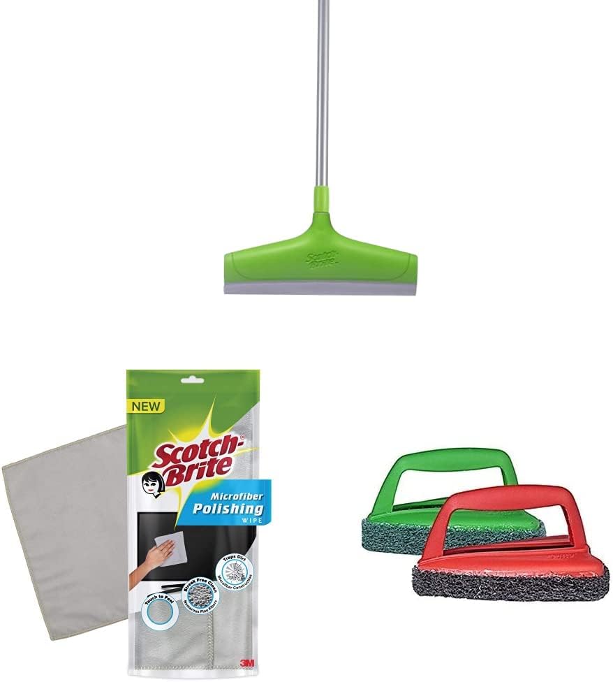Scotch-Brite Bathroom Squeegee Plastic Wiper with Telescopic Handle (30 cm)