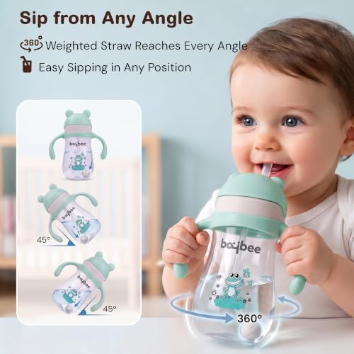 Image of BAYBEE Insulated Baby Sipper Water Bottle for Kids 300 ml | Anti Spill Sippy Cup with 360 Weighted Straw & Rotating Handle | V Type Straw Bottle BPA Free & Non Toxic for Toddler 6+Months (Blue II)