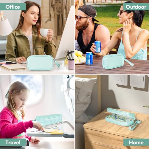 Image of Portable Tampon Organizer - Beige PU Pouch with Handle, Small Case for Feminine Products, Zipper Period Bag for Women's Purse