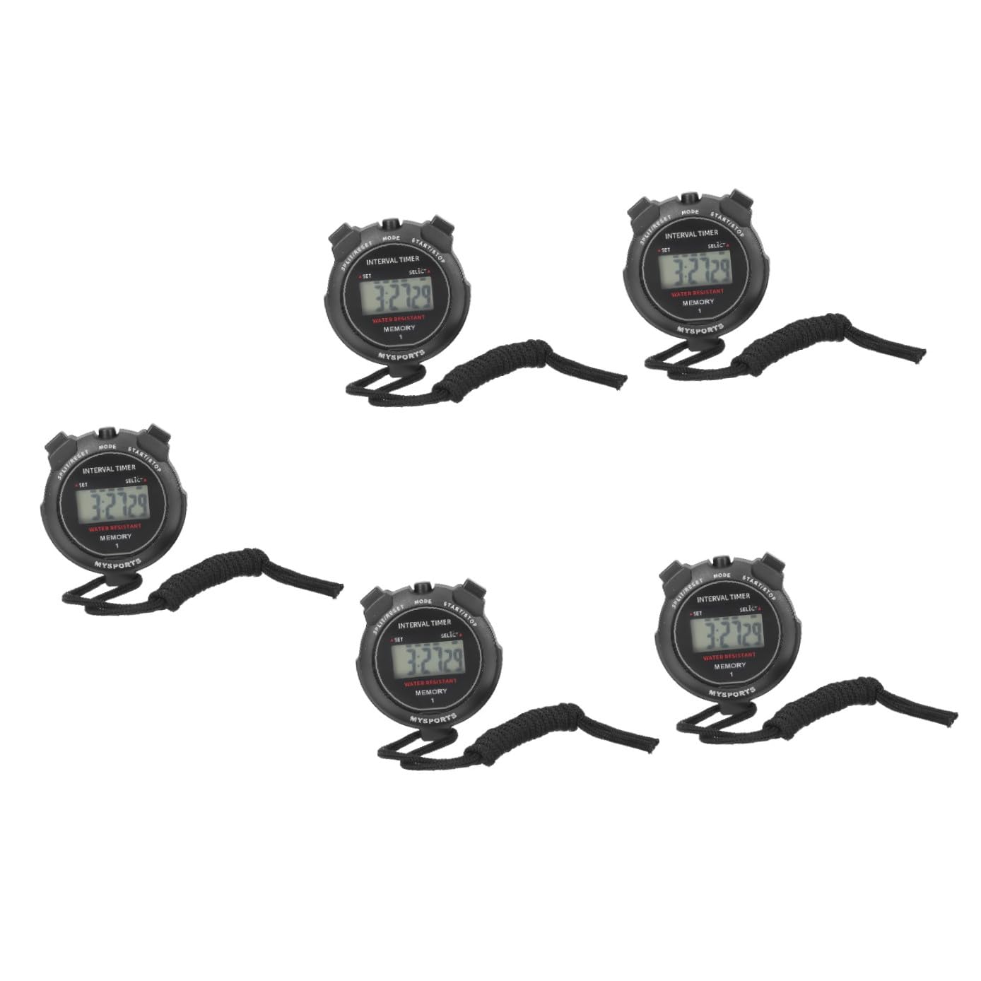 Toyvian 5 Pezzi Timer impermeabile cronometro all'aperto sport portatile corsa fermare gli orologi fermare il timer dell'orologio cronometri Stop Owatch con lettere rosse AbS