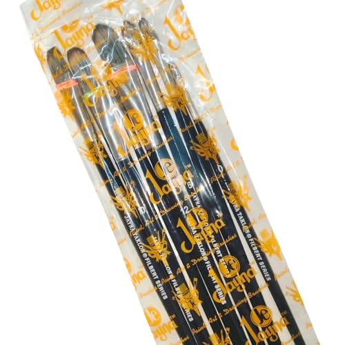 Image of Synthetic Filbert Paint Brush Set | Premium Artist Brushes for Acrylic, Oil & Watercolor Painting, Smooth Color Blending, Curved Stroke Detailing & Creative Art | Sizes 0-12, Set of 7