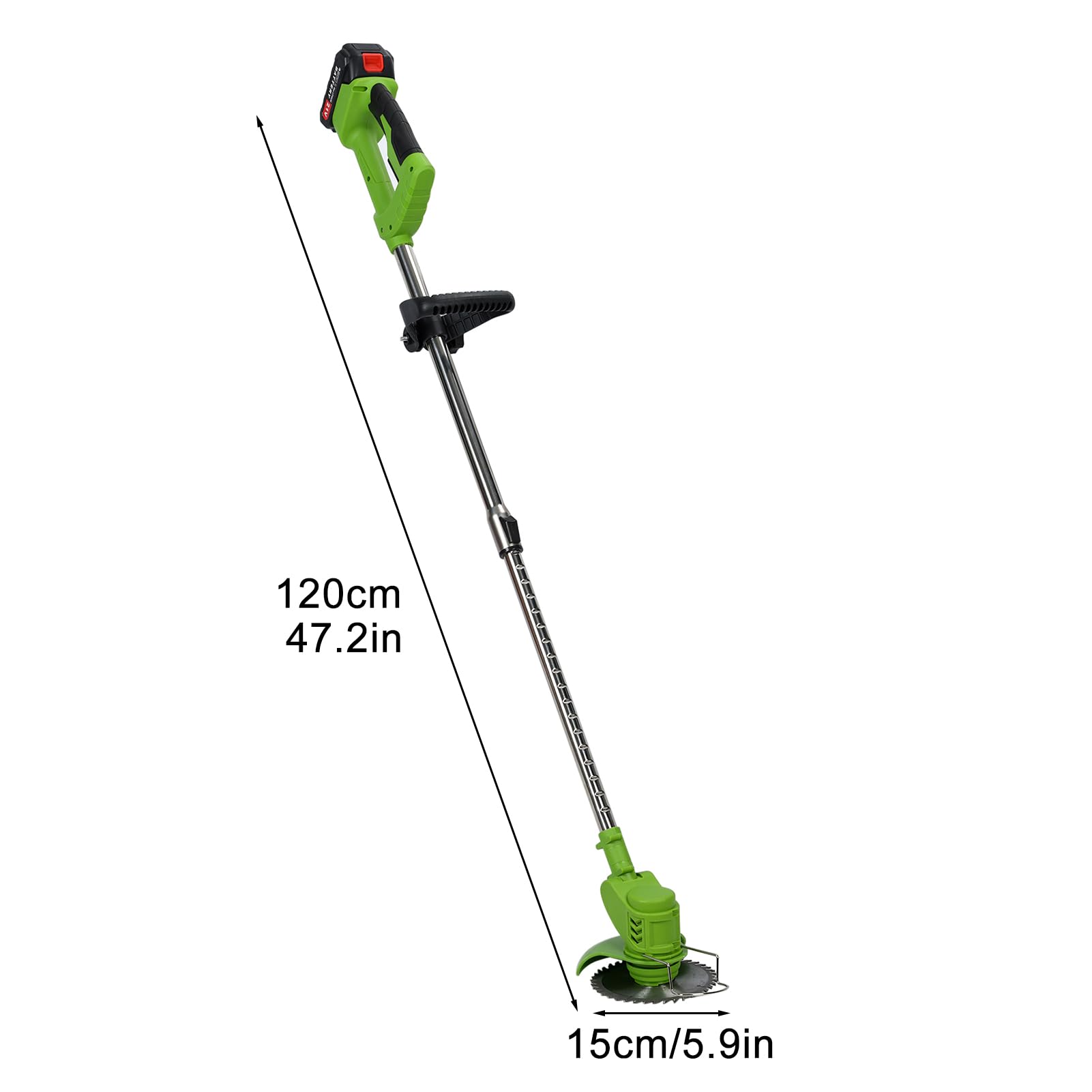 Cortacésped eléctrico con batería de 21 V, 800 W, con 20.000 rpm, cortador de cepillo con batería, ideal para el cuidado del césped y el corte de césped (verde)