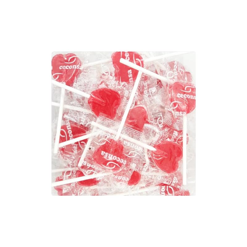 Piruletas Ceconsa Corazón Sabor Fresa | Bolsa de 200 Unidades | Sin Gluten