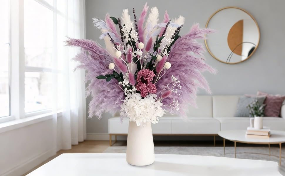 Ramo Pampas Secas, Flores Blancas Mixtas, Decoración miniatura 6
