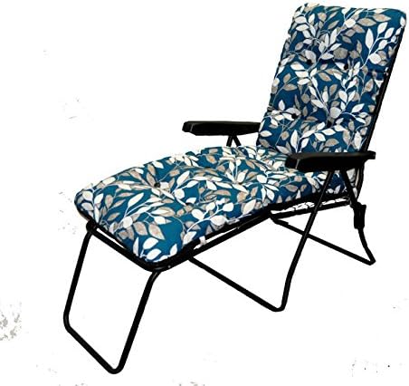 GB Leisure Garden Patio Sun Lounger Multi Position Chair + Footrest Ashley Blue Cushion