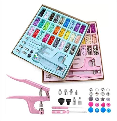 Kit Alicate De Pressão 3 Em 1 Tiffany + Botões Plástico Ilhós Azul Tiffany