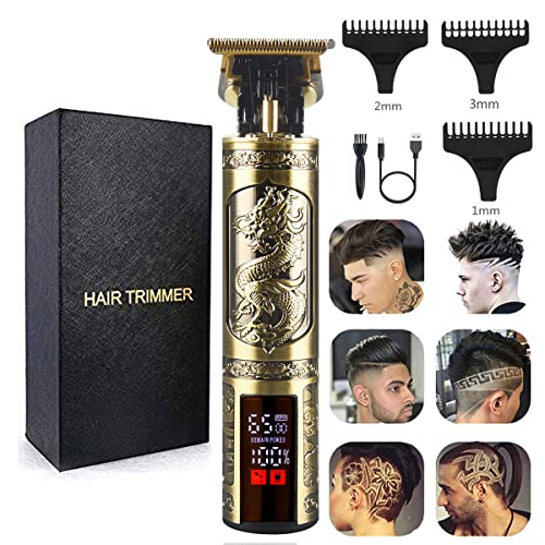 XASMA Professional Hair Clippers for Mens Zero Gapped Cordless Hair Trimmer Professional Haircut & Grooming Kit for Men Rechargeable LED Display (LED-Dragon)