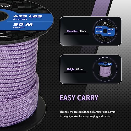 Abma Cord Paracord 425 lbs 3mm 100% Nylon 30M - Lilac, Solid-lilac, 30 Meters - Image 2