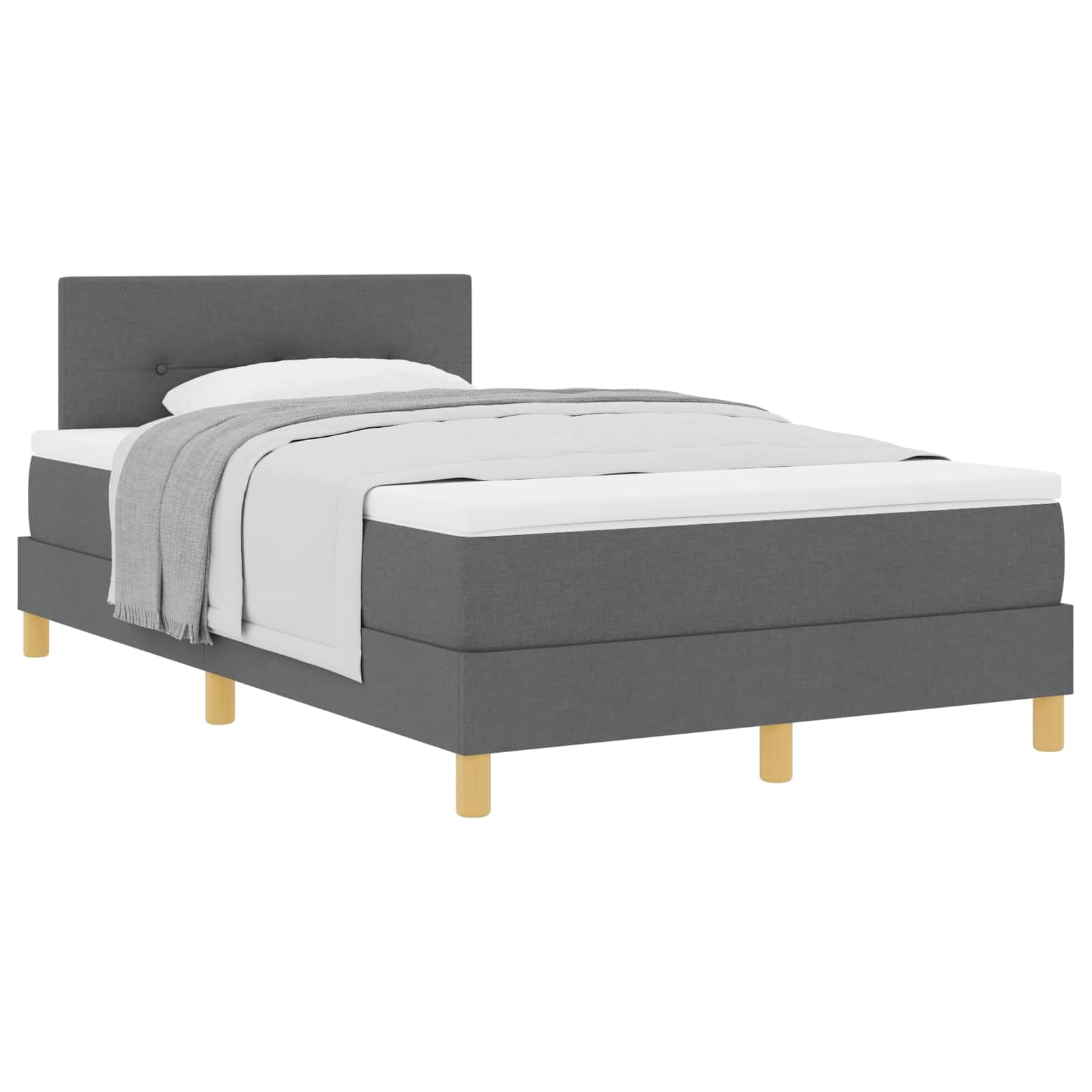 vidaXL Lit à Ressorts avec Matelas Gris foncé 120 x 190 cm Tissu, Mobilier de Chambre stylé, tête de lit Ajustable, Lits Modernes, Matelas en Mousse fermeté Moyenne, Cadre rectangulaire