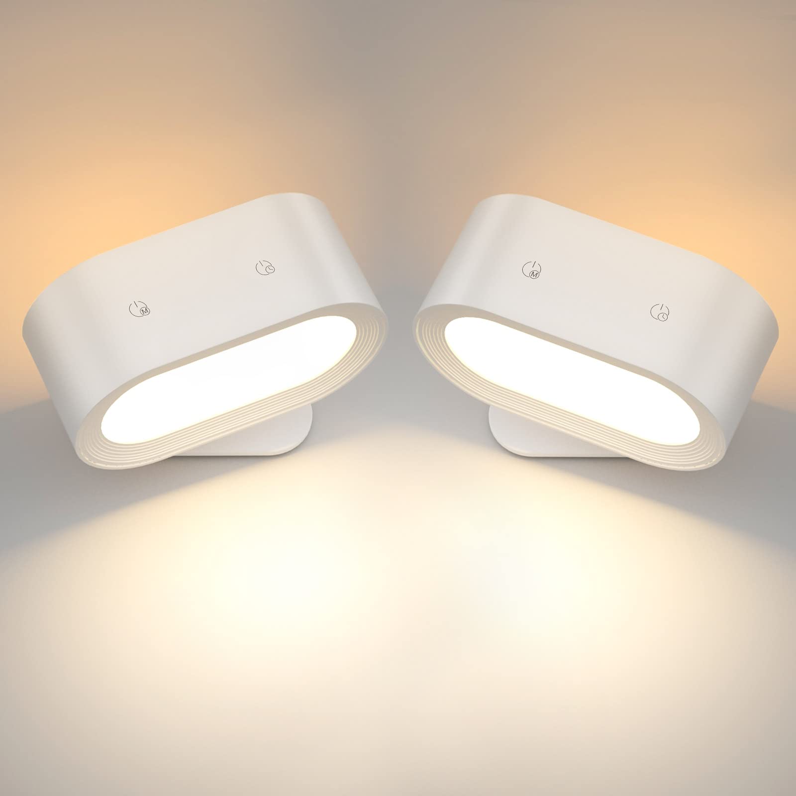 Lazenry Up and Down Cordless Wall Sconces 2 Pack, 3 Color Temperature Rechargeable Battery Operated Wall Light with Timing & Memory, 4 Brightness Magnetic Wall Mounted Lamp for Bedside Reading DIY