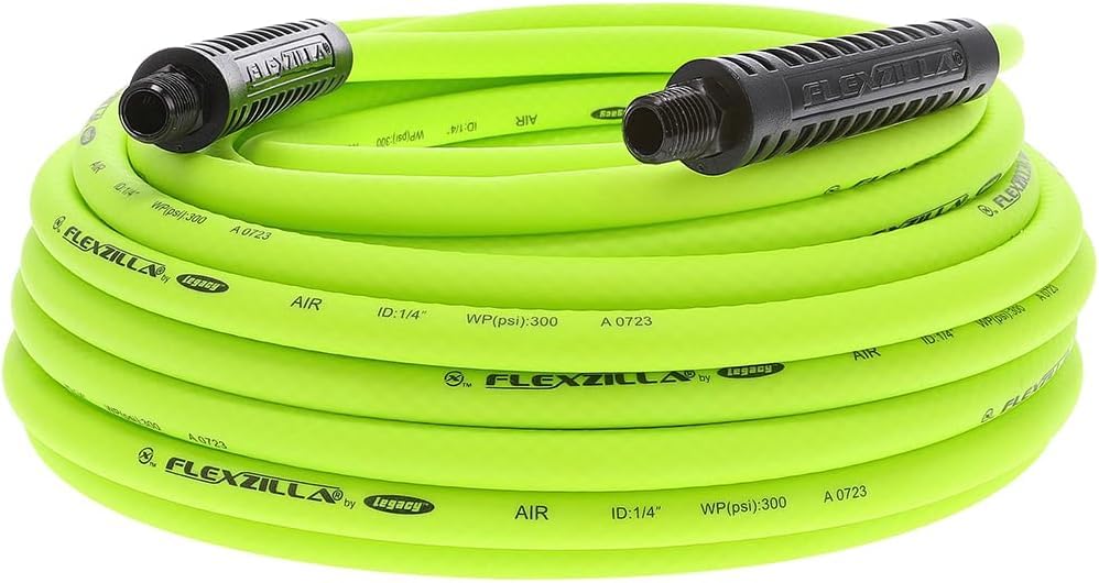 Image of Flexzilla Air Compressor Hose, 1 /4 in. MNPT Fittings, No-Kink, All Weather, Lightweight, Premium Hybrid Polymer, 300 PSI, ZillaGreen, 50ft (Pack of 10)