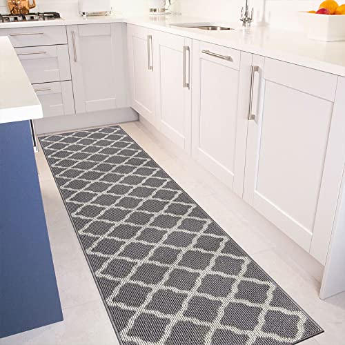 Shacos Hallway Runner Rug 2'X8' Washable Kitchen Runner Rug Non Slip Water Absorbent Entryway Rug Runner Long Door Mat Indoor Runner Rug Floor Mat For Home Kitchen Laundry, Light Gray #TOP4