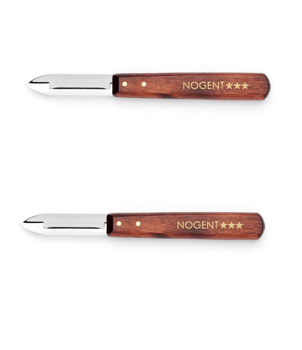Lot de 2 Eplucheur Nogent 1 Tranchant Bois 3 etoile - Cuisine France Inox Legume - 001