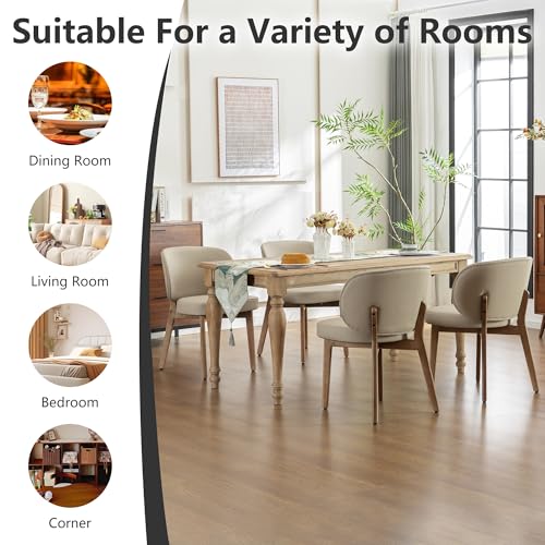 Image of YOUNIKE Dining Chairs Set of 2 Kitchen Dining Room Chairs Modern Khaki | Faux Leather Upholstered Armless Side Accent Chair with Back 20.1 inch Wide Padded Seat Wooden Legs for Living Room Bedroom