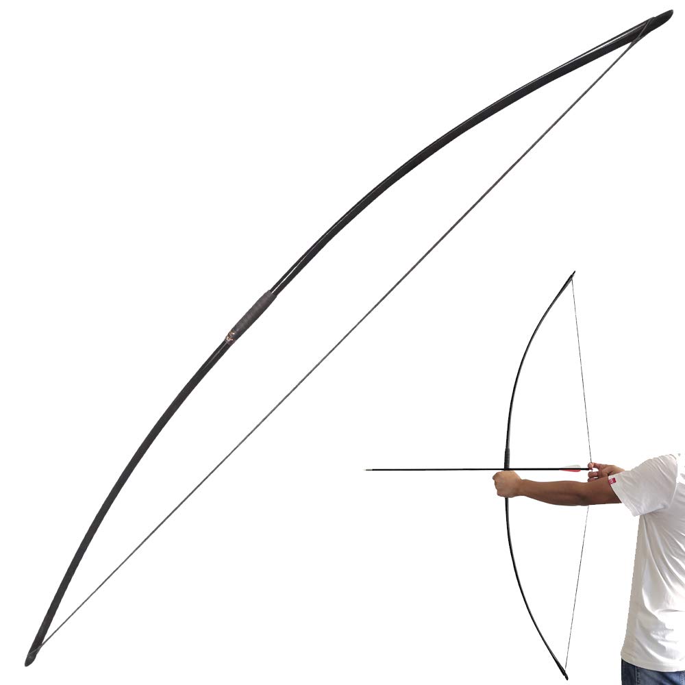 Arc long traditionnel en bois de 11,3 à 54,4 kg arc recourbé anglais pour main droite et main gauche pour tir à l'arc (45,4 kg