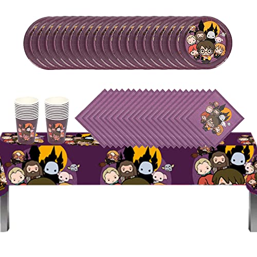 61Pcs Vaisselle Fête Anniversaire Fournitures Décorations Fournitures de Fête avec Vaisselle Gobelet Nappe pour Enfants Fête Cover