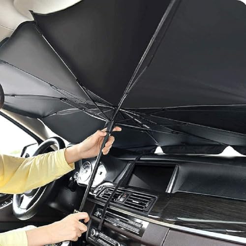 Image of Foldable Car Windshield Sun Shade Umbrella for Front Glass UV Protection Car Sunshade Reflective Interior Cooling Shade for Cars Hatchbacks Summer Car Accessories Portable Design