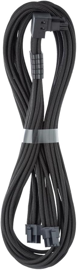 CableMod C-Series Pro ModFlex Sleeved 12V-2x6 12VHPWR 90° StealthSense PCIe Cable for Corsair Type 5 RMX Shift - Variant B (Black, 90° 16-pin to Dual 8-pin, 65cm)