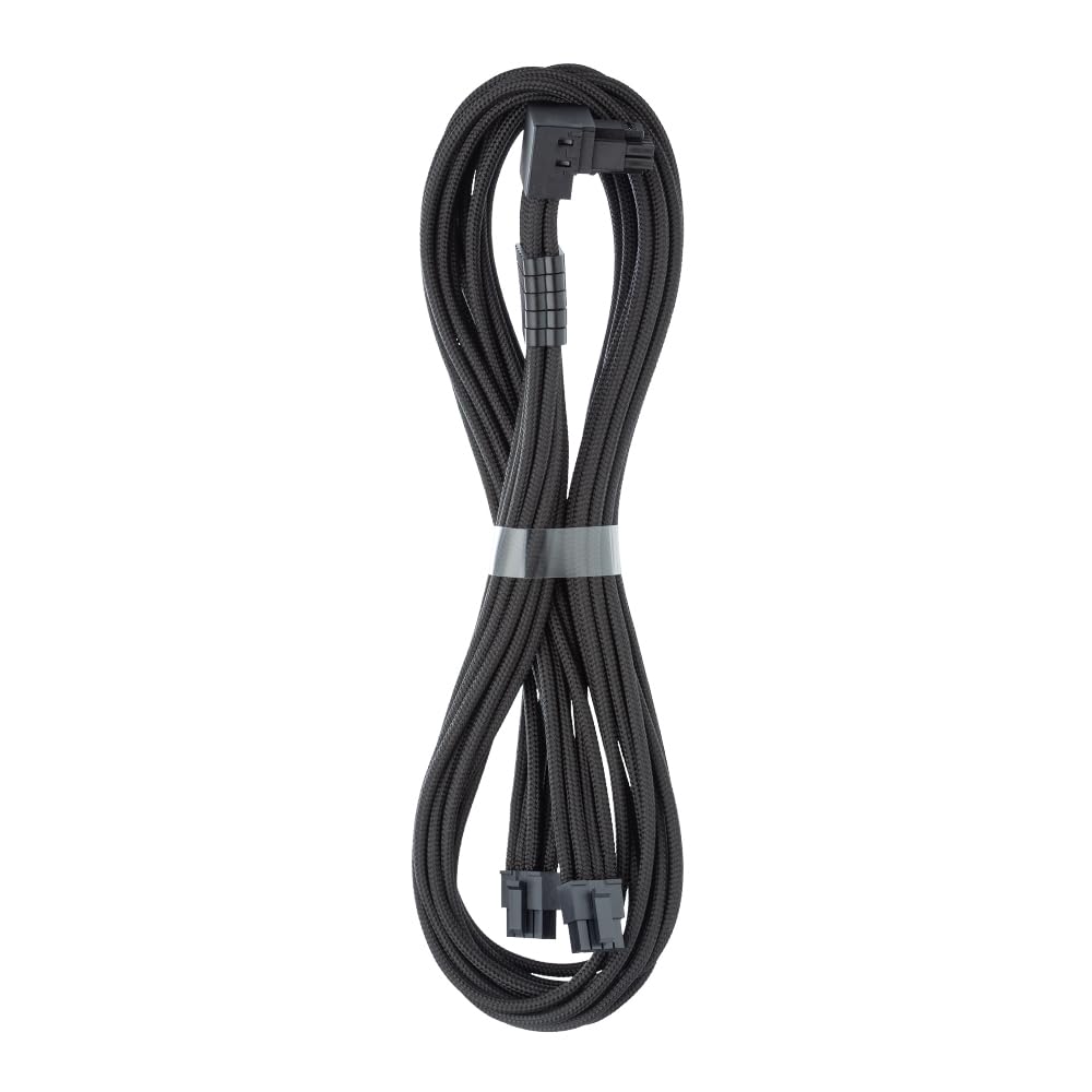 CableMod C-Series Pro ModFlex Sleeved 12V-2x6 12VHPWR 90° StealthSense PCIe Cable for Corsair Type 5 RMX Shift - Variant B (Black, 90° 16-pin to Dual 8-pin, 65cm)