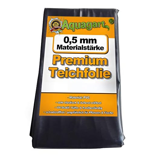 Högkvalitativ PVC dammfolie 0,5 mm tjocklek 7 m x 8 m I fisk och växtvänlig, UV- och väderbeständig I flytande damm folie trädgårdsdamm dammpresenning svart I Aquagart trädgård och dammtillbehör