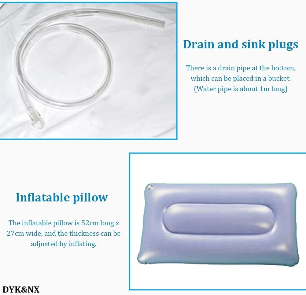 Adult Medical Inflatable Disabled Bathtub, Inflatable Pillow Bag for Easily Bedridden Patients, with Pump + Water Bag for Shower + Inflatable Pillow