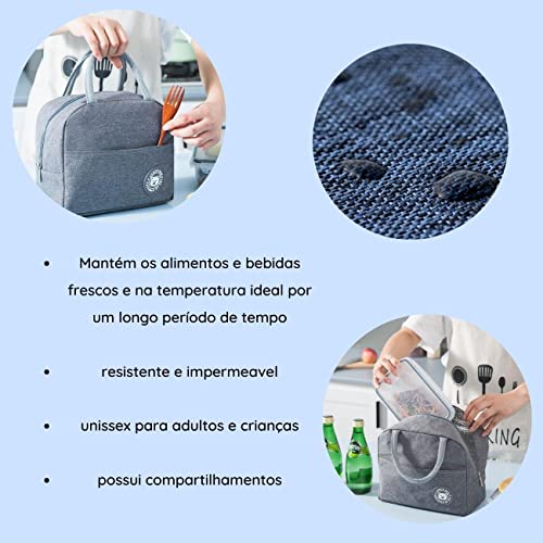 Bolsa termica Marmita Impermeavel Fitness Reforçada com Alças Lancheira Termica Escolar para Passeio