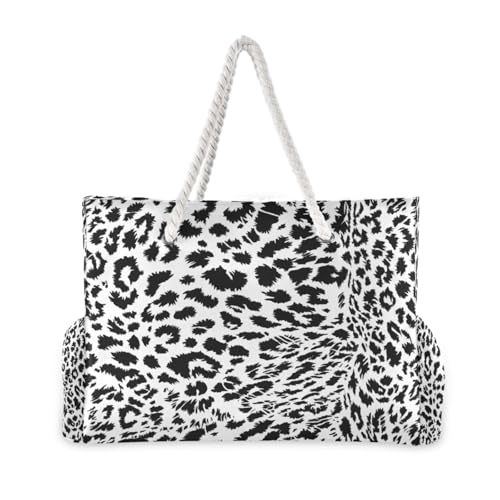 Leopard Print Beach Bag & Travel Tote Bag Large Sandproof with Zipper Closure, Wet Pouch for Swim Gym Travel, Lightweight Foldable Outdoor Bag2