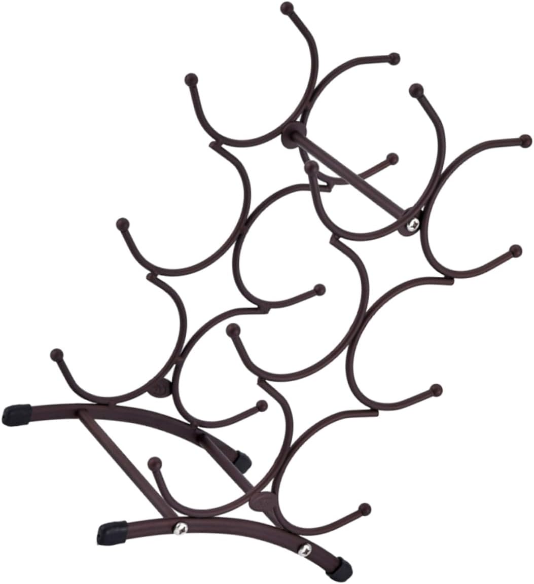 FRCOLOR Detachable Iron Wine Rack 6-Bottle Holder Countertop Metal Wine Bottle Rack Vintage Copper Finish for Home Dining Room Bar