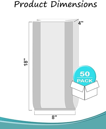 Miniatura 2 de Gere Bolsas de pan grandes con lazos, 8 x 4 x 18 pulgadas, paquete de 50, transparentes, reutilizables, bolsas de pan a granel para pan casero,