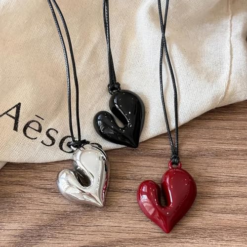 Colliers ajustables cœur rouge vintage esthétique raffinée accessoires mode