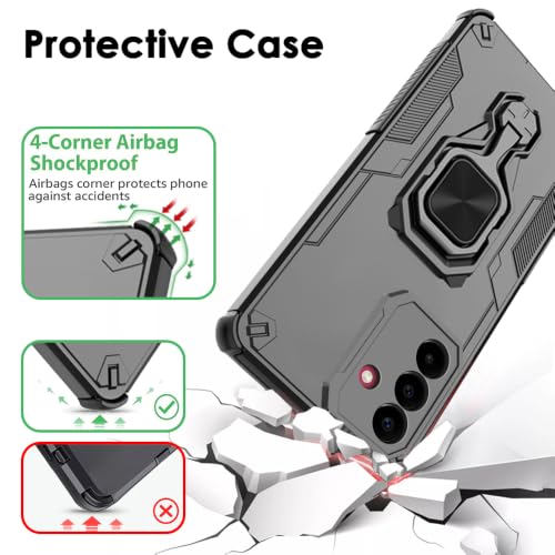 Image of TheGiftKart Tough Armor Bumper Back Case Cover for Samsung Galaxy M47 5G | Ring Holder & Kickstand in-Built | 360 Degree Protection Back Case Cover for Samsung Galaxy M47 5G (PC & TPU, Black)