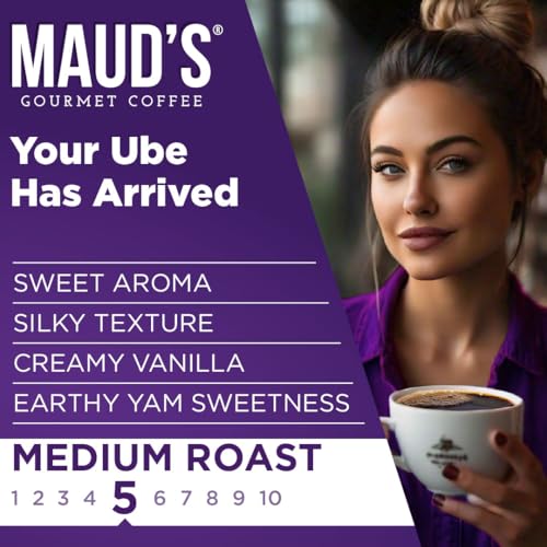 Image of Maud's Vanilla Ube Flavored Medium Roast Coffee Pods, 18ct | Medium Roast Flavored Coffee in Single Serve Pods - Compatible with Keurig Coffee Makers