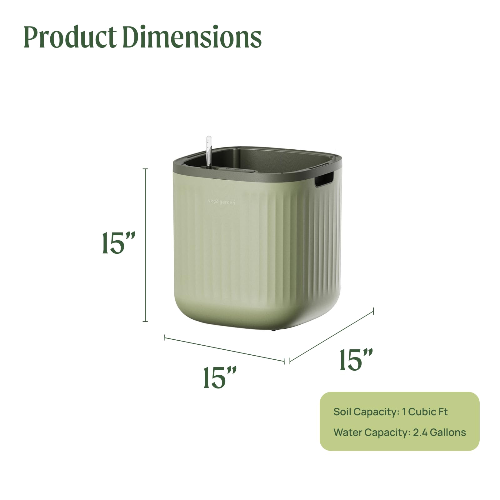 Vego garden Planters for Outdoor & Indoor Plants, Large Plant Pots with Self Watering, 15" Tall Large Plant Pots with Trellis for Flowers Plants Decor, Cream White: Sage Green No Trellis