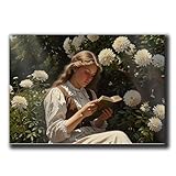 French Garden, Country Art Print, Vintage Landscape Painting, Victorian Woman Reading Painting Print, Antique Portrait of Woman, Spring Landscape Print, Farmhouse Decor, Wall Decor, Print