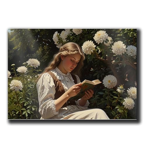 French Garden, Country Art Print, Vintage Landscape Painting, Victorian Woman Reading Painting Print, Antique Portrait of Woman, Spring Landscape Print, Farmhouse Decor, Wall Decor, Print