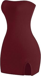 Women's Strapless Dress Y2K Short Split Bodycon Mini Tube Party Dresses - Buy now