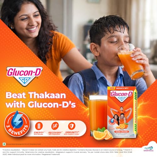 Image of Glucon-D Tangy Orange with 3 Benefits of Energy, Recovery, and Immunity, Refill 450 g