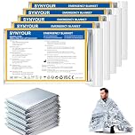SYNYOUR Foil Blankets 5 Pieces, Emergency Blanket Silver, Survival Blanket 160 x 210 cm, Thermal Blanket for First Aid Outdoors Hiking Marathons, Reflective, Space Blanket