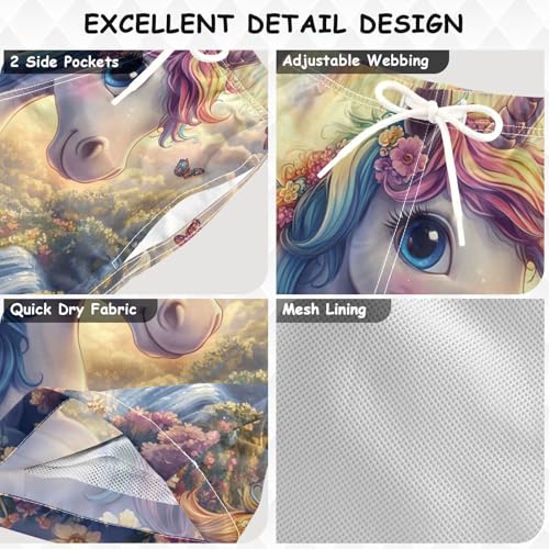 Pigsaly Boys Swim Trunks Unicorn Rainbow Sky Boys Board Shorts Swimsuit Swimwear Summer Bathing Suit 5T3