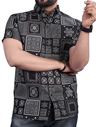 Image of Cotton Lycra Men's Printed Casual Shirt for men with half sleeve shirt for men