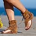 Tassel Sandals for Women, Retro Bohemian Gladiator Fringe Casual Shoes Flat Clip Toe Ankle Boots Beach Sandals T-Strap Roman Open-Toe Sandals