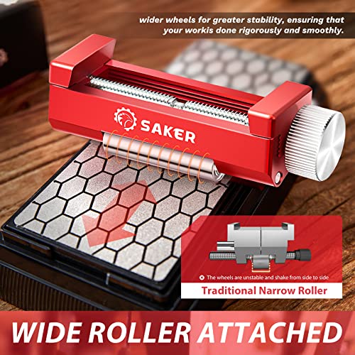 Saker Honing Guide with Whetstone - Red Off-Center Upgraded Honing Tool and Diamond Sharpening Stone Set Kit for Knife, Short Chisels and Planes, Fine/Coarse Plate, 400/1000/Grit… - Image 2
