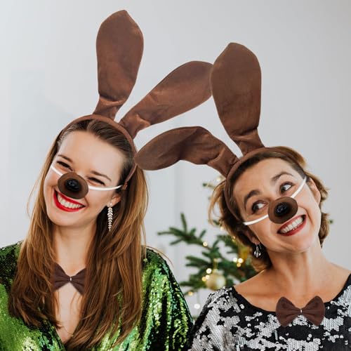 XNIVUIS 6 Stück Hunde für Kostüm Set Include Braun Hund Ohren und Schwanz Nase Handschuhe Fliege und Kleid Set,Verkleidungen & Kostüme für Hunde für Tier Thema Party Kindertag Weihnachten (Braun)