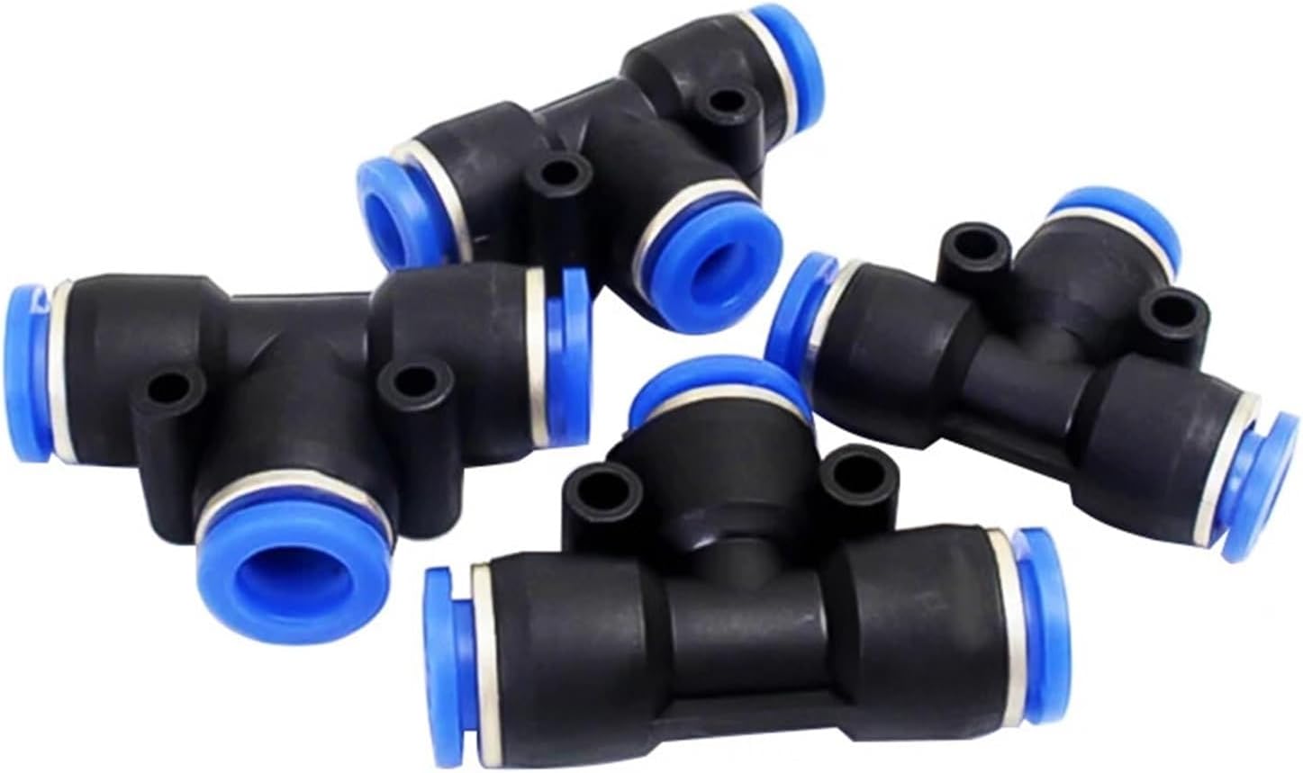 10PCS Pneumatic Fitting Quick Connect Slip Lock Tee 3 Way Plastic Pipe Water Hose Tube Connector Air Connectors PE 4 6 8 10 12mm(PE-4)