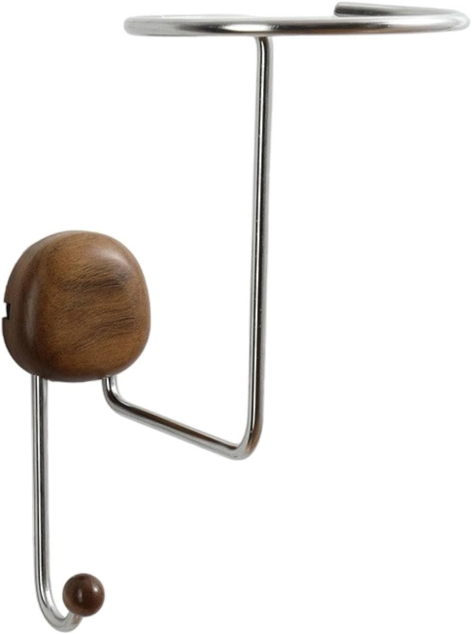Motorcycle Rack Helmet Holder Wall Mount Hook Hanger Organizer Rack Space Saving Stainless Steel with Walnut Wood Supports 5kg Suitable for Apartment Garage Balcony