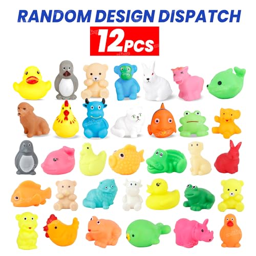 Image of Zest 4 Toyz Floating Baby Toys Chu Chu Sound Toy for Kids Bath Non Toxic Rubber Squeez Sound Bathing Toy for Toddlers (Set of 12 Animals- Multicolor)